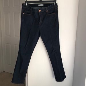 Dark indigo slim cut cropped jeans